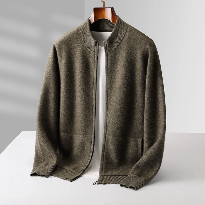 Men's Merino Wool Zip-Up Cardigan | Savonti