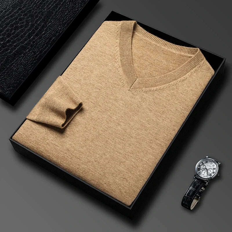 Men's Wool V-Neck Sweater | Savoni