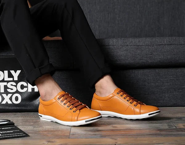 Leather Low-Top Sneakers – Men's Casual Dress Shoes | Verano
