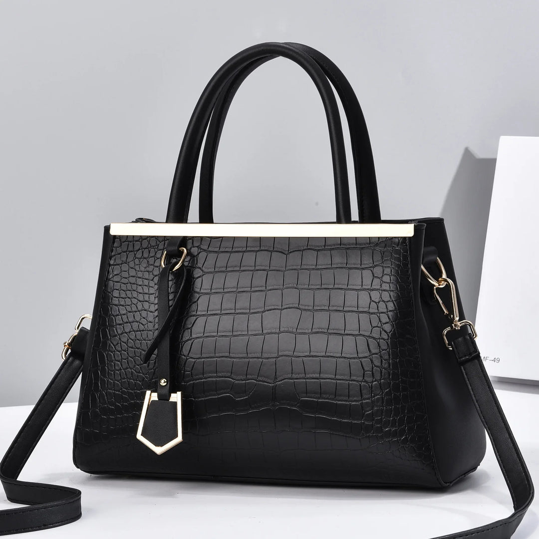Women's Croc-Embossed Leather Structured Handbag | Savona