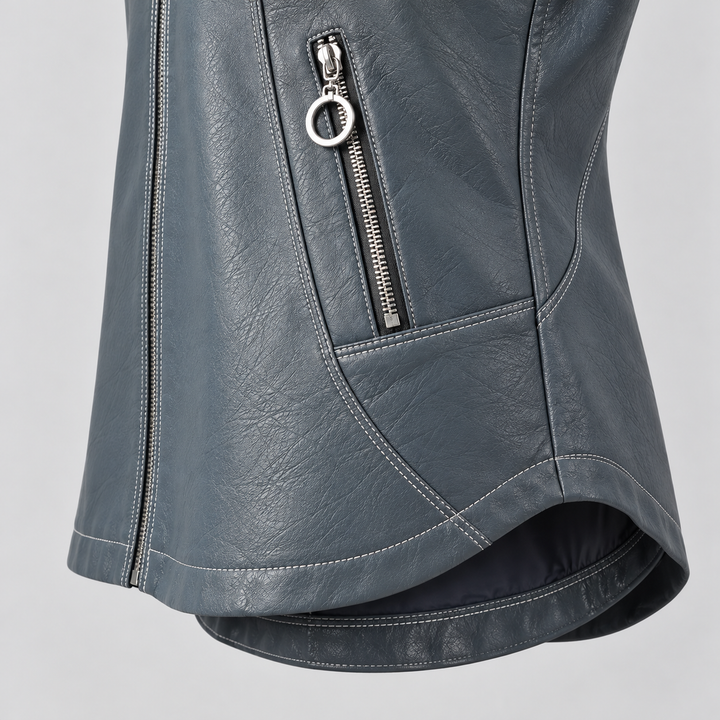 Milana Genuine Leather Hooded Jacket