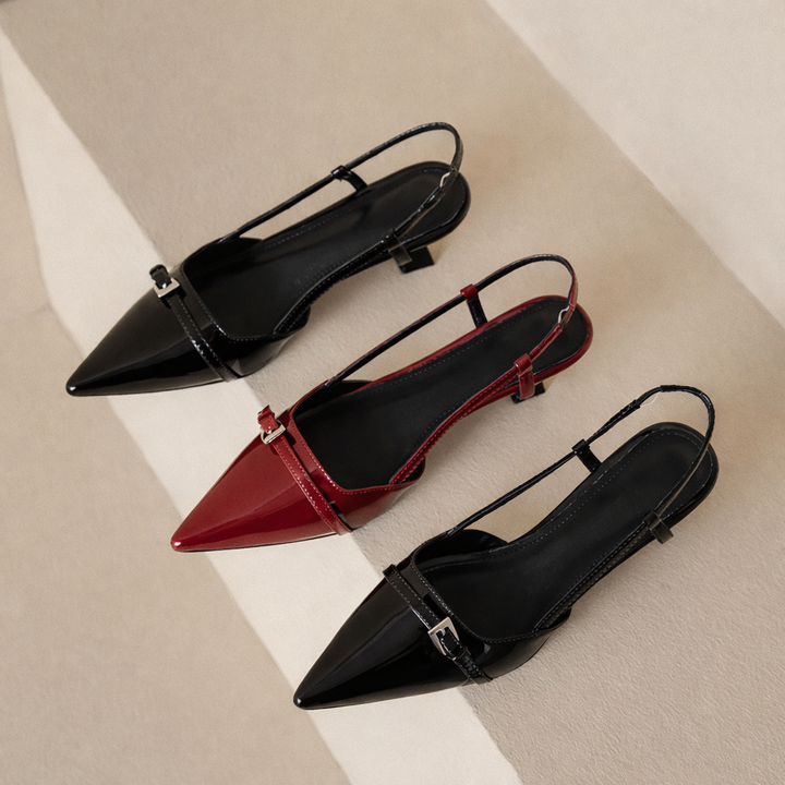 Patent Leather Heel Pumps – Women's Pointed Toe Slingback | Avelin