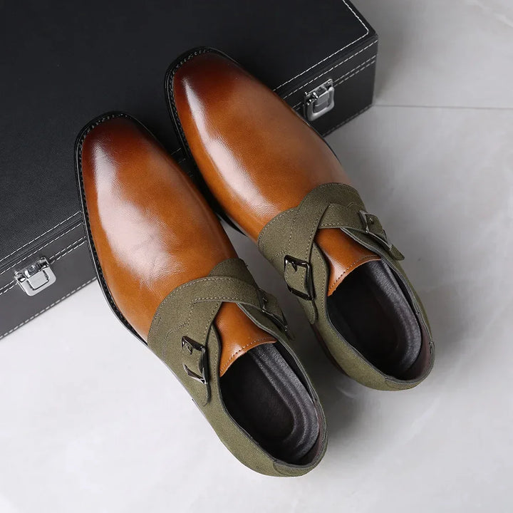 Leather & Suede Loafers – Men's Double Buckle Dress Shoes | Verano