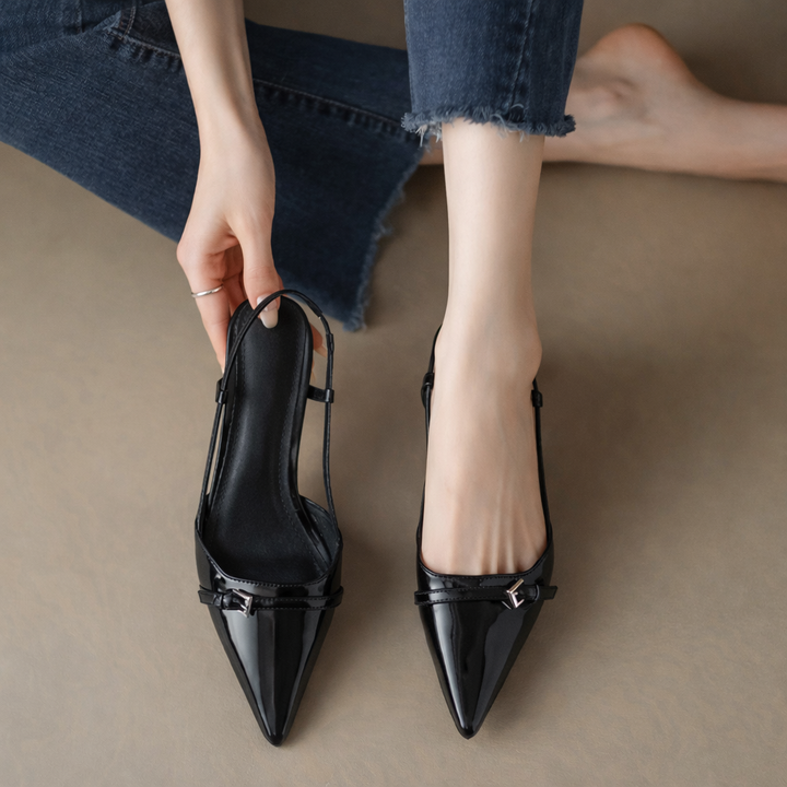 Patent Leather Heel Pumps – Women's Pointed Toe Slingback | Avelin