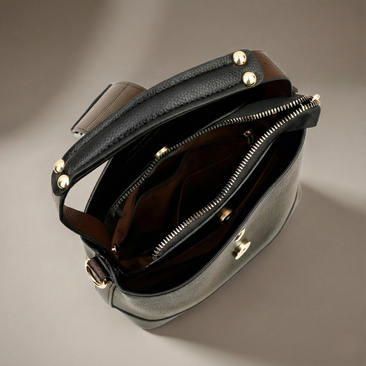 Women's Leather Handbag with Gold Hardware | Savona