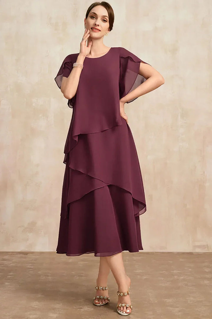 Flutter Sleeve Tiered Ruffle Midi Dress – Women's Casual Dress | Clara