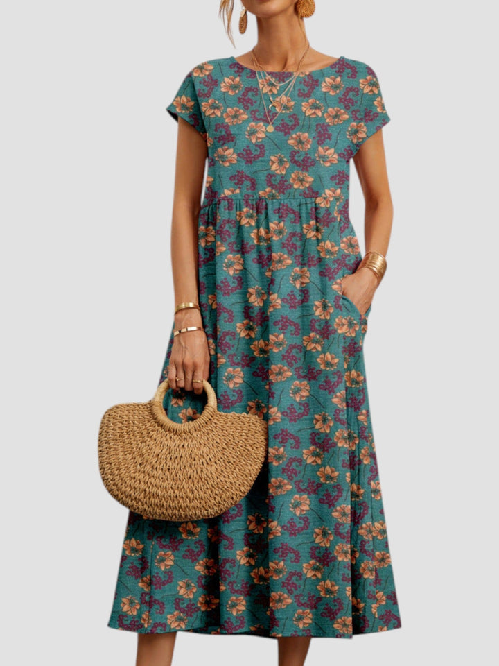 Printed Tiered Maxi Dress – Women's Casual Dress | Elara