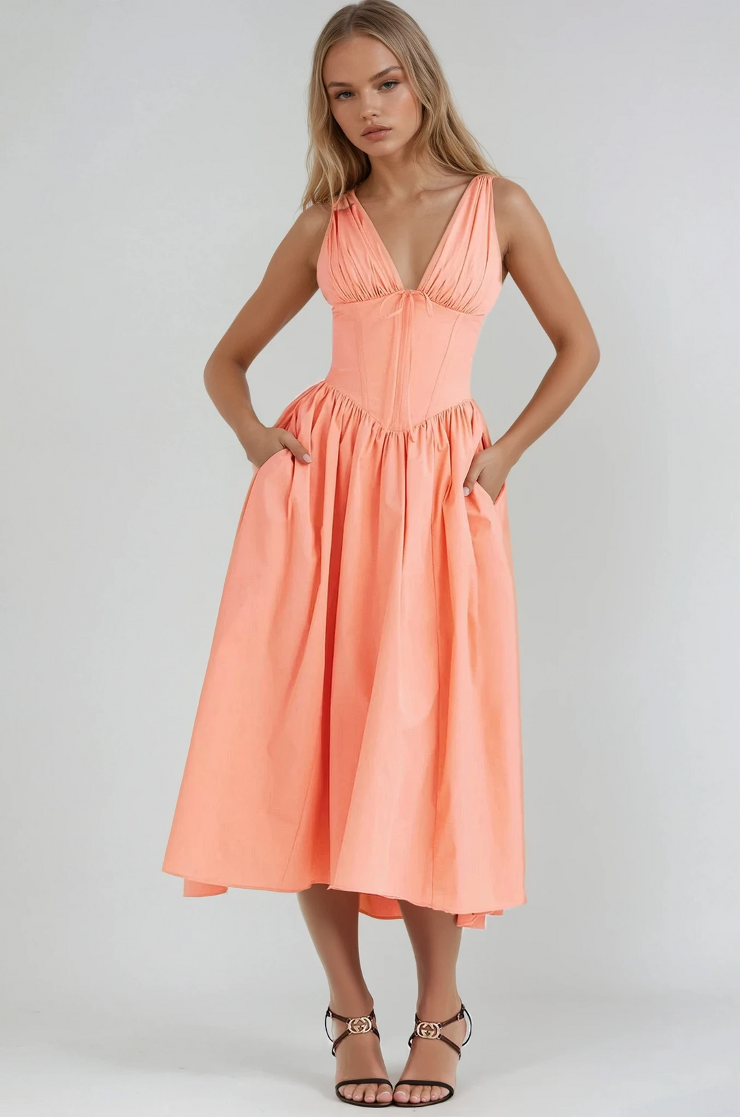 Sleeveless A-Line Midi Dress – Women's Elegant Dress | Clara