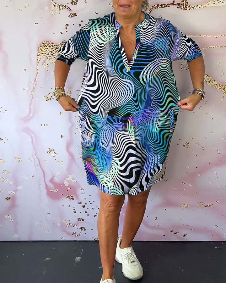 Printed V-Neck Midi Dress – Women's Elegant Dress | Liliana