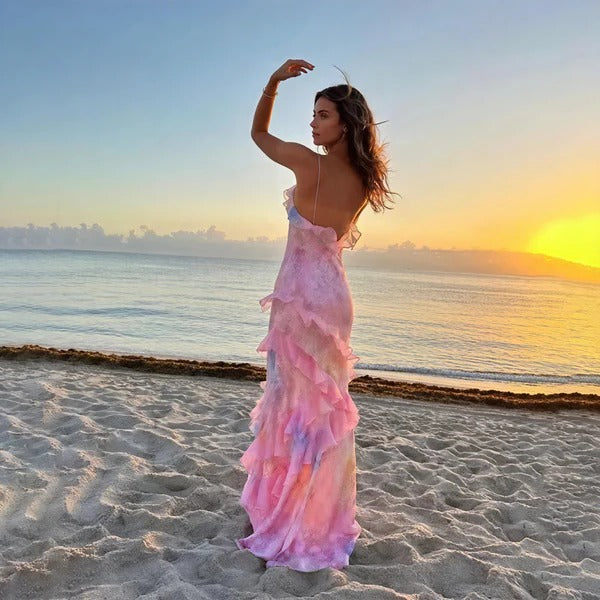 Floral Spaghetti Strap Maxi Dress – Women's Summer Dress | Seraphina