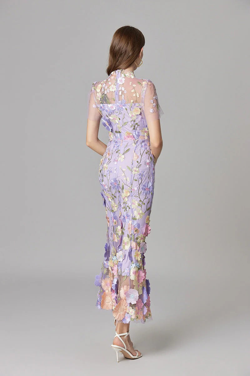 Floral Mesh Maxi Dress – Women's Evening Dress | Evelina