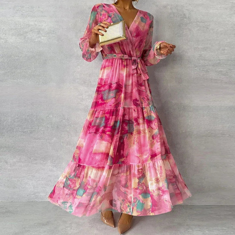 Floral Chiffon Maxi Dress – Women's Elegant Dress | Isabel