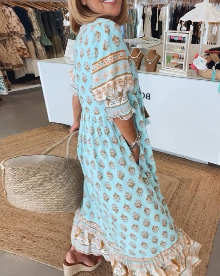 Boho Tassel Midi Dress – Women's Casual Dress | Sienna