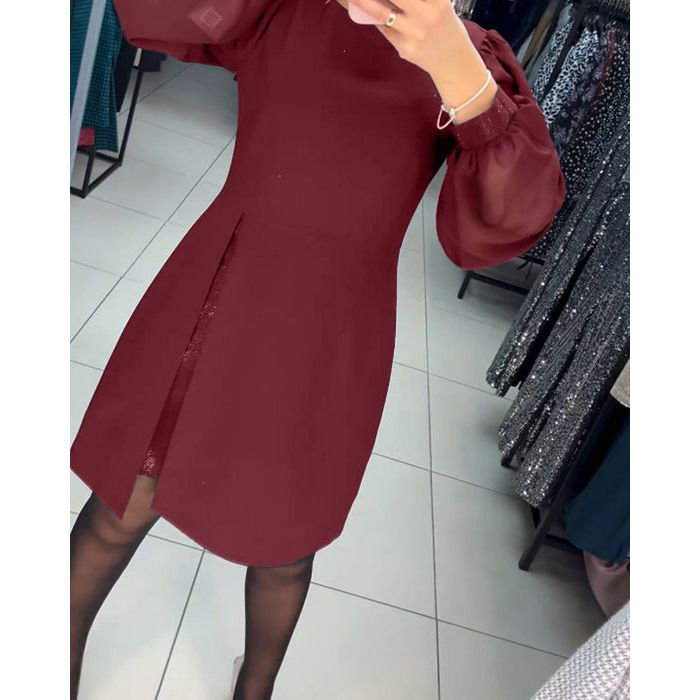 Puff Sleeve Midi Dress – Women's Elegant Dress | Ariana