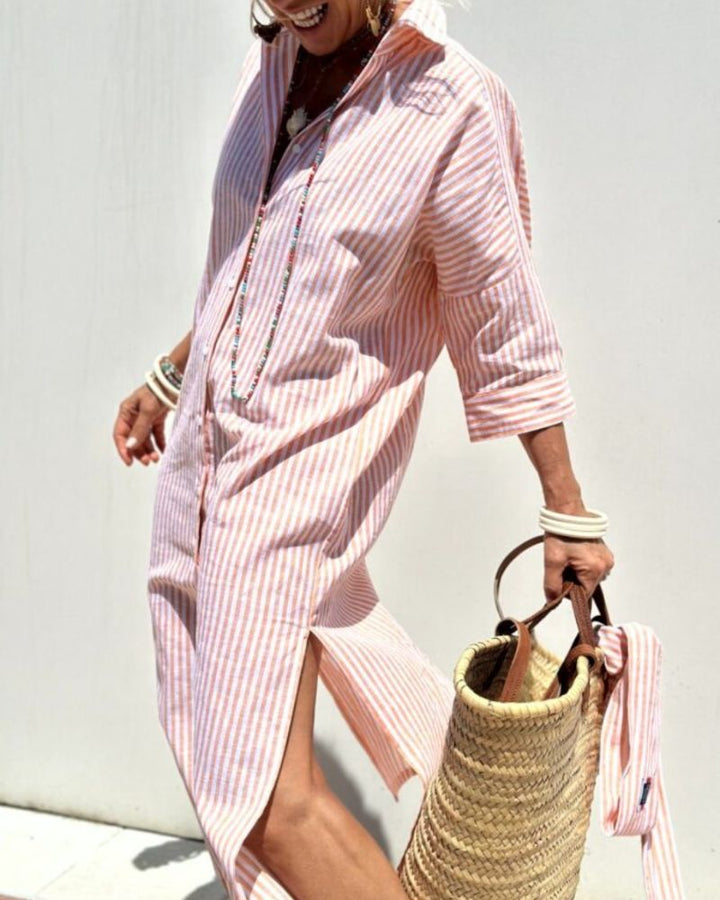 Striped Maxi Shirt Dress – Women's Casual Dress | Camilla