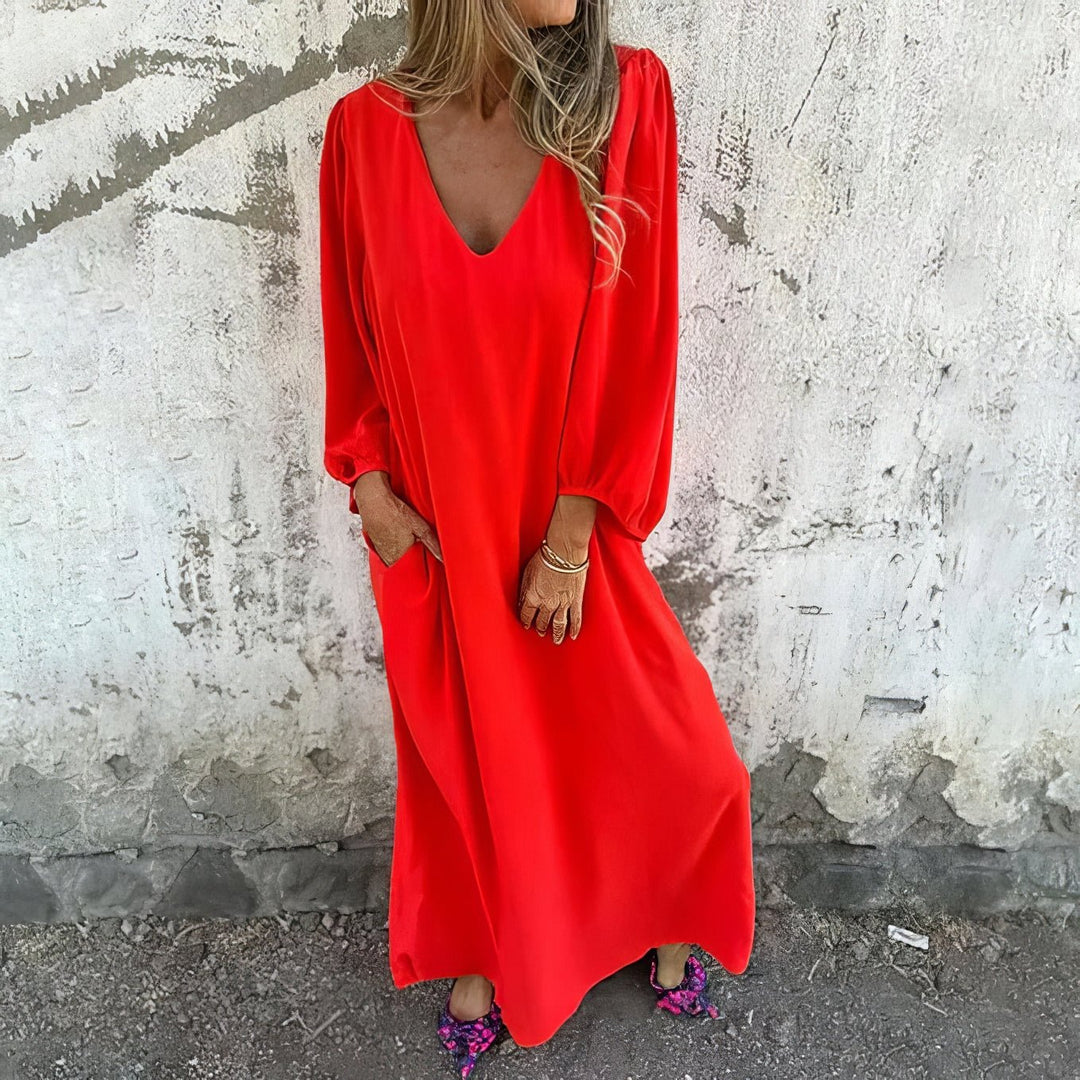 V-Neck Maxi Dress – Women's Elegant Dress | Amelia