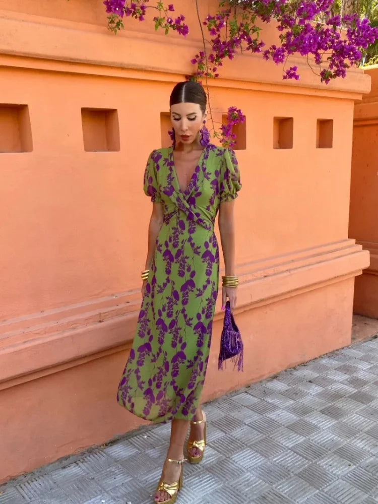 Floral Wrap Midi Dress – Women's Casual Summer Dress | Isabella