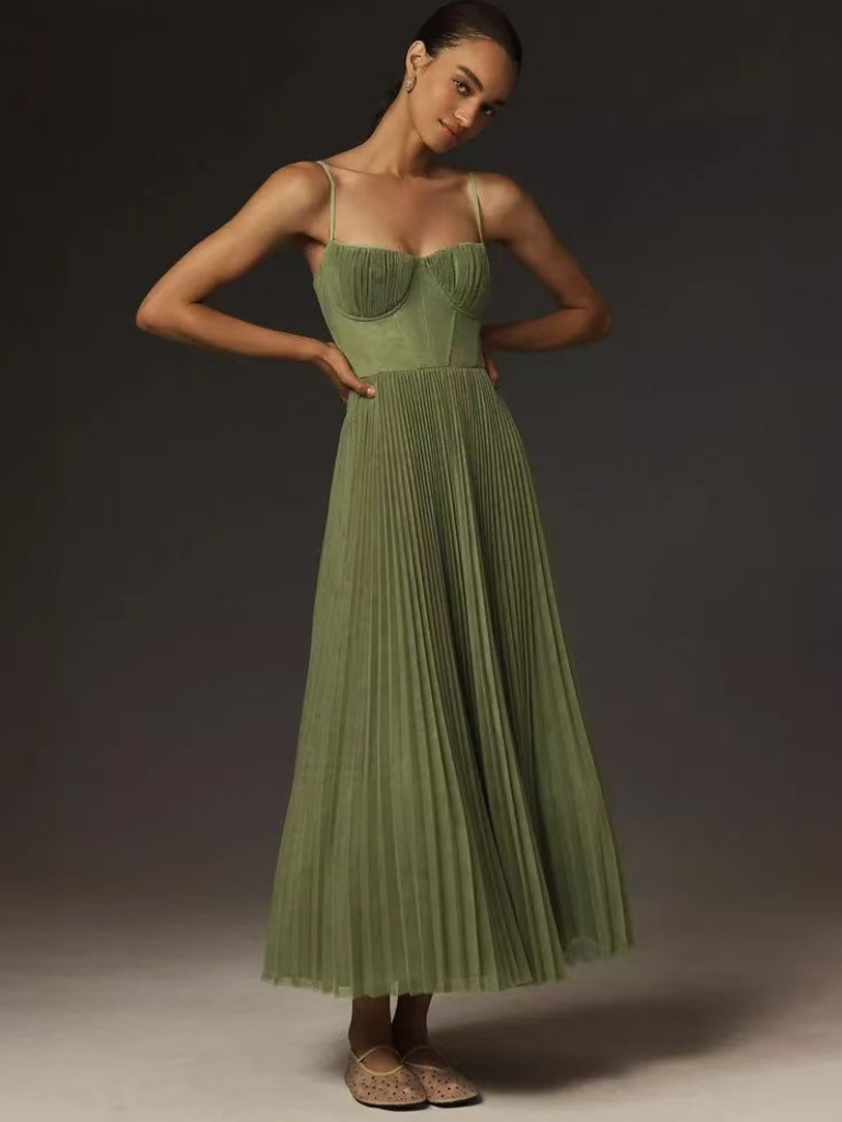 Pleated Maxi Dress – Women's Elegant Dress | Elena