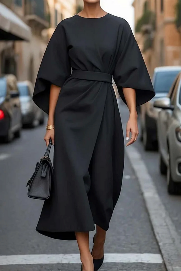 Lantern Sleeve Midi Dress – Women's Elegant Dress | Celia