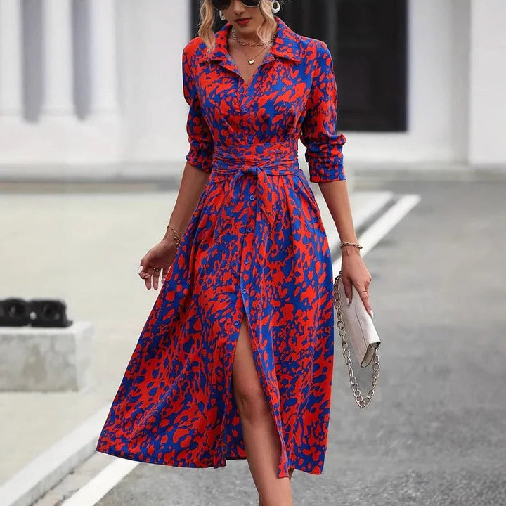 Abstract Print Midi Dress – Women's Casual Dress | Seraphina