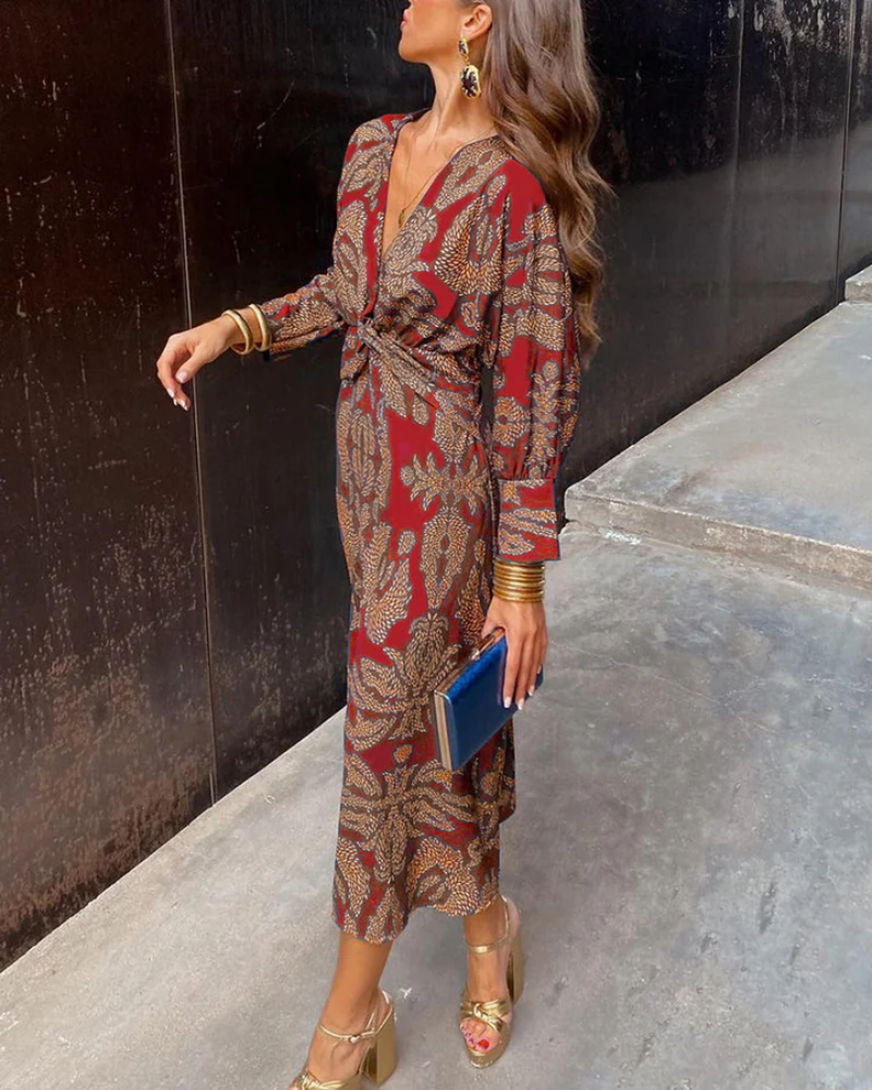 Printed Belted Maxi Dress – Women's Casual Dress | Seraphina