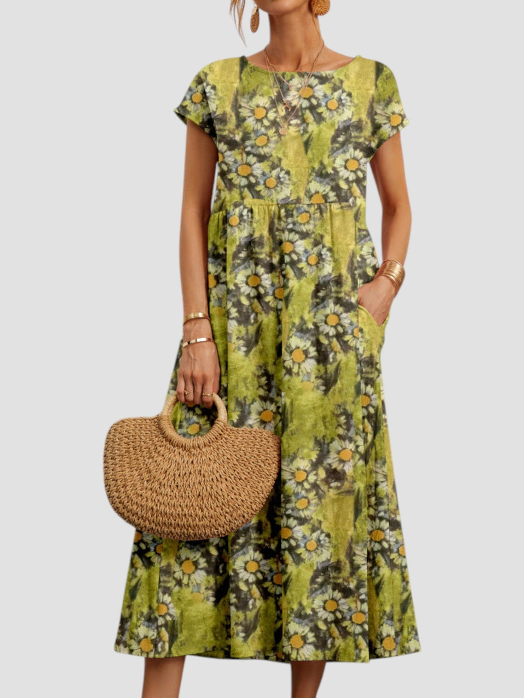 Printed Tiered Maxi Dress – Women's Casual Dress | Elara