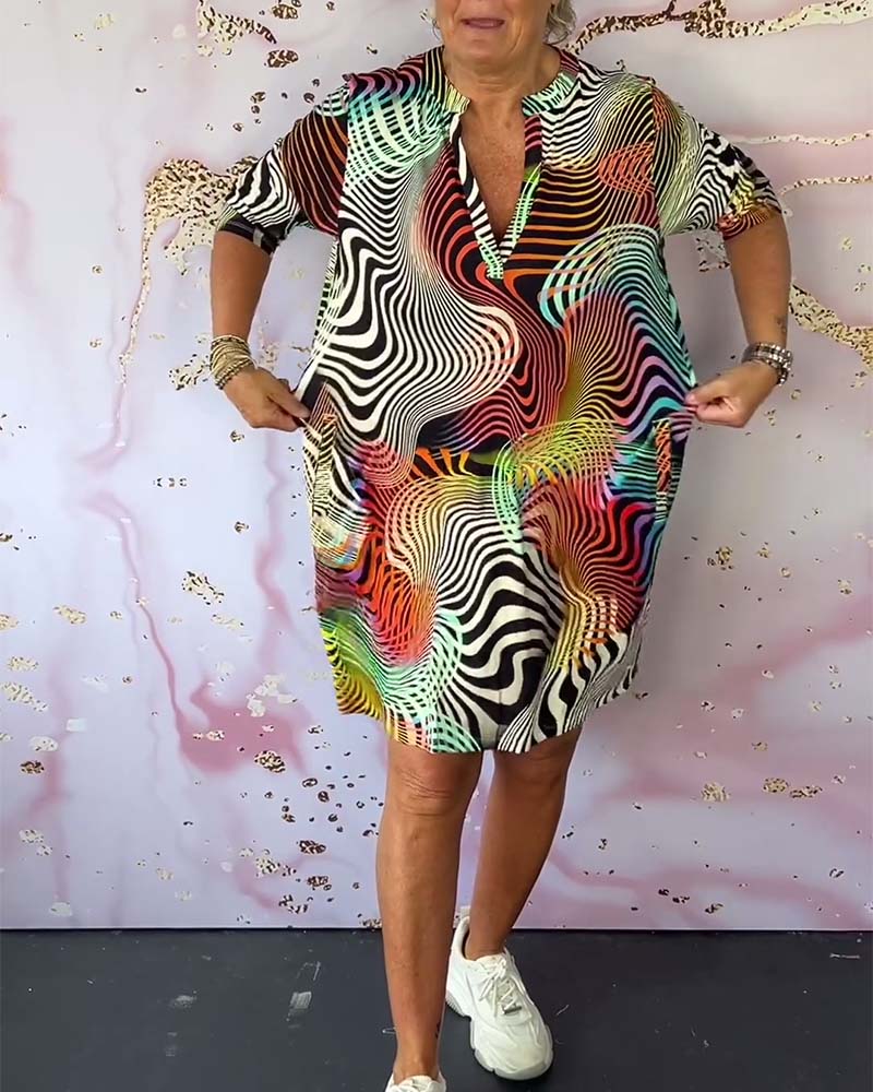 Printed V-Neck Midi Dress – Women's Elegant Dress | Liliana