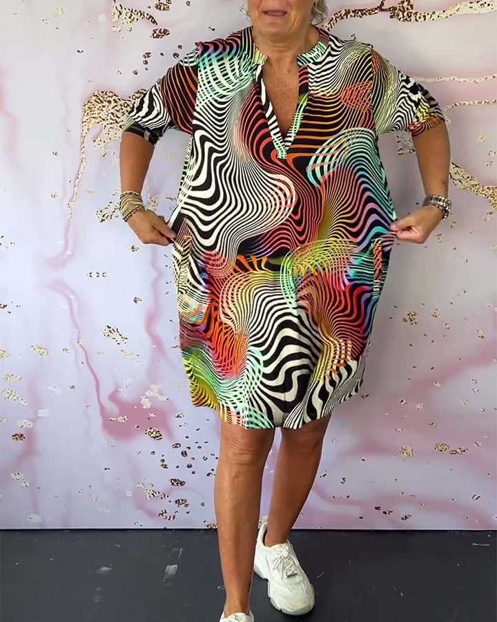 Printed V-Neck Midi Dress – Women's Elegant Dress | Liliana