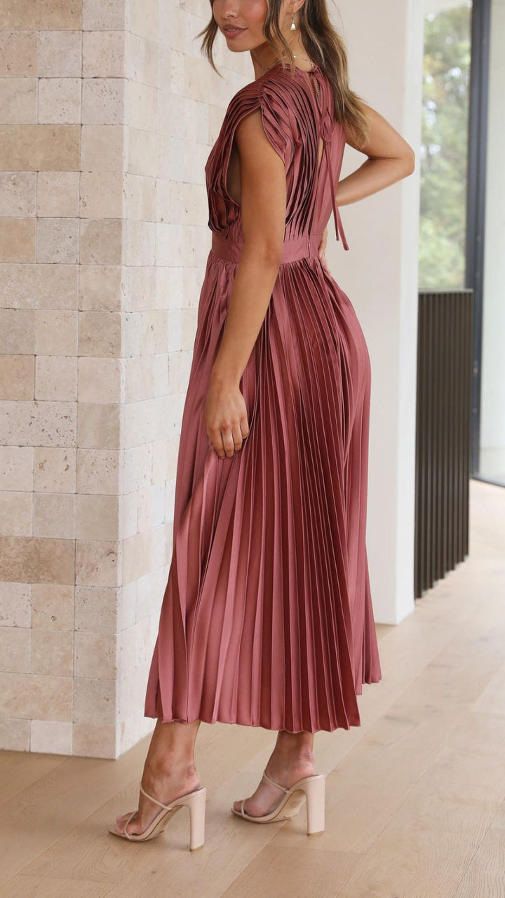 Tie Front Pleated Midi Dress – Women's Casual Summer Dress | Juliette