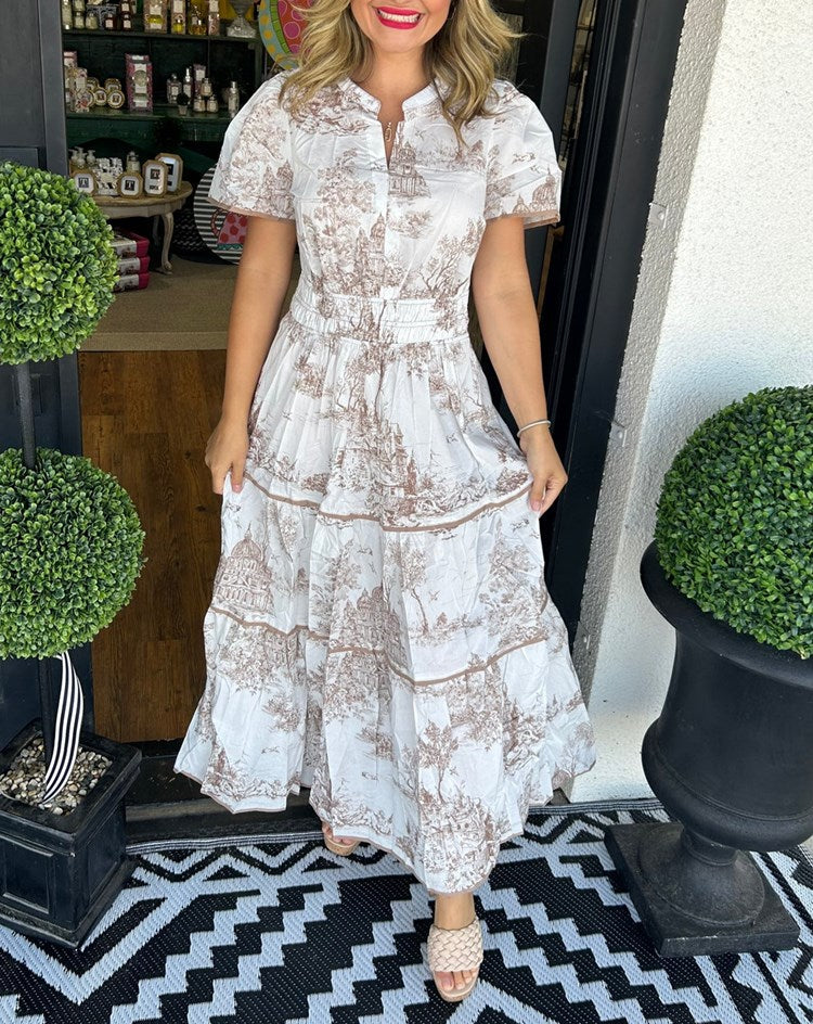 Printed Tiered Maxi Dress – Women's Casual Dress | Eliana
