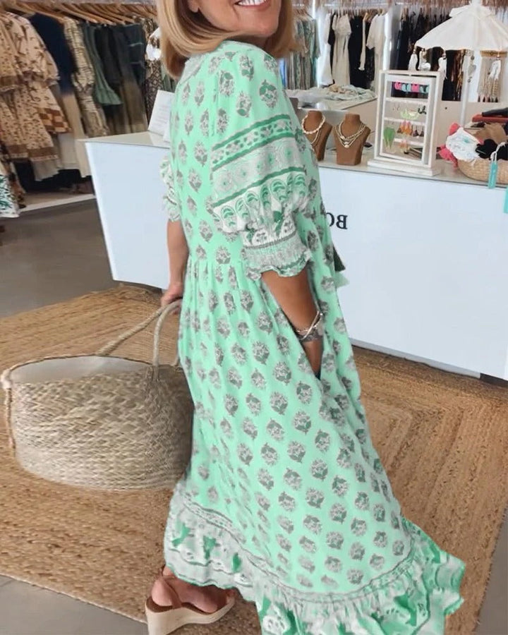 Boho Tassel Midi Dress – Women's Casual Dress | Sienna