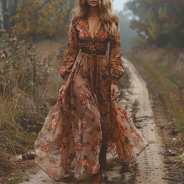 Boho Embroidery Maxi Dress – Women's Casual Dress | Elara