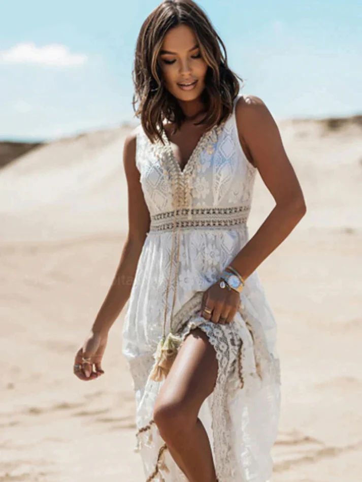 Boho Crochet Maxi Dress – Women's Summer Dress | Fiona