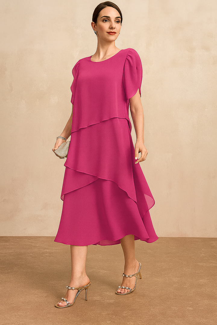 Flutter Sleeve Tiered Ruffle Midi Dress – Women's Casual Dress | Clara
