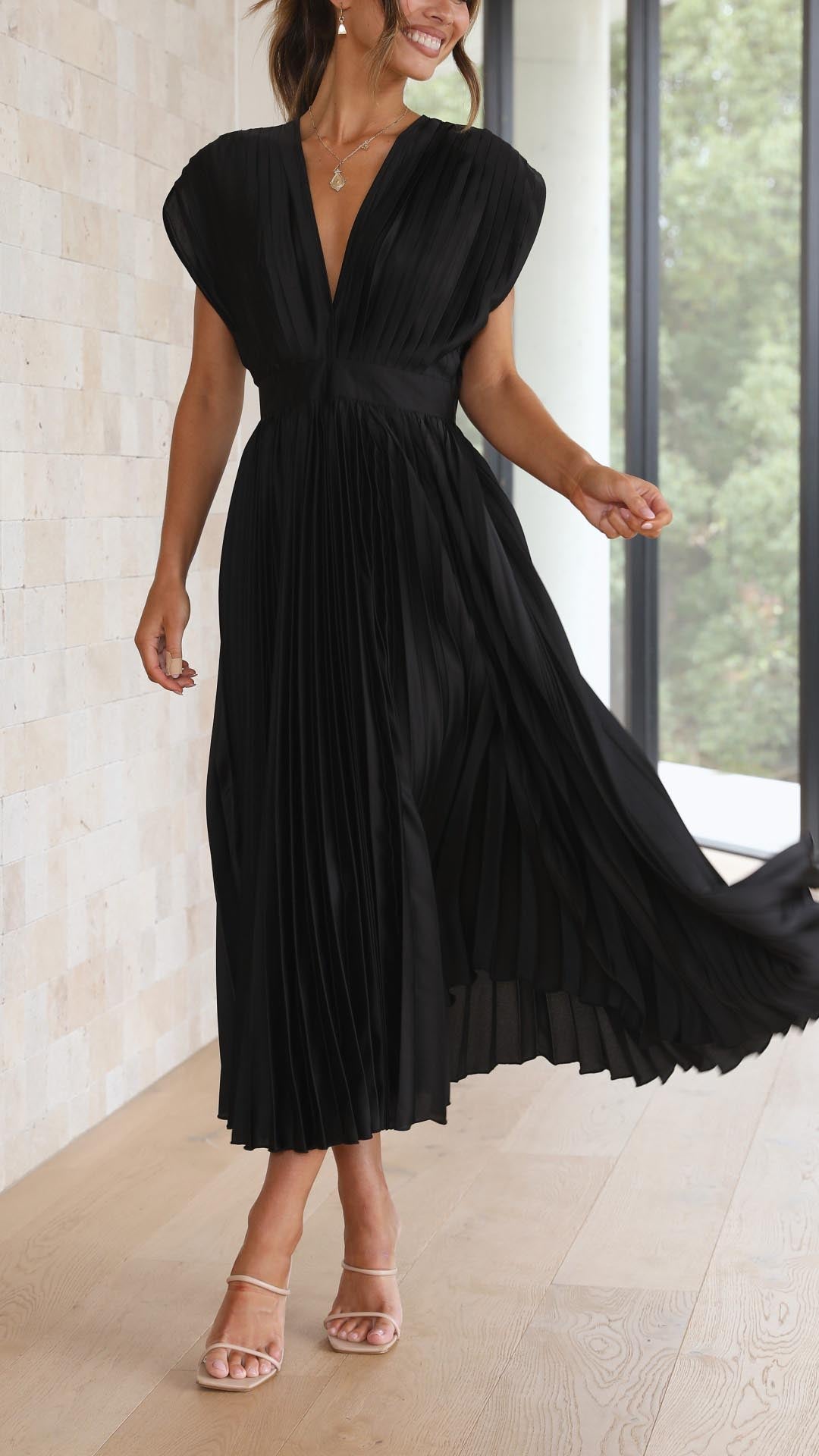 Tie Front Pleated Midi Dress – Women's Casual Summer Dress | Juliette