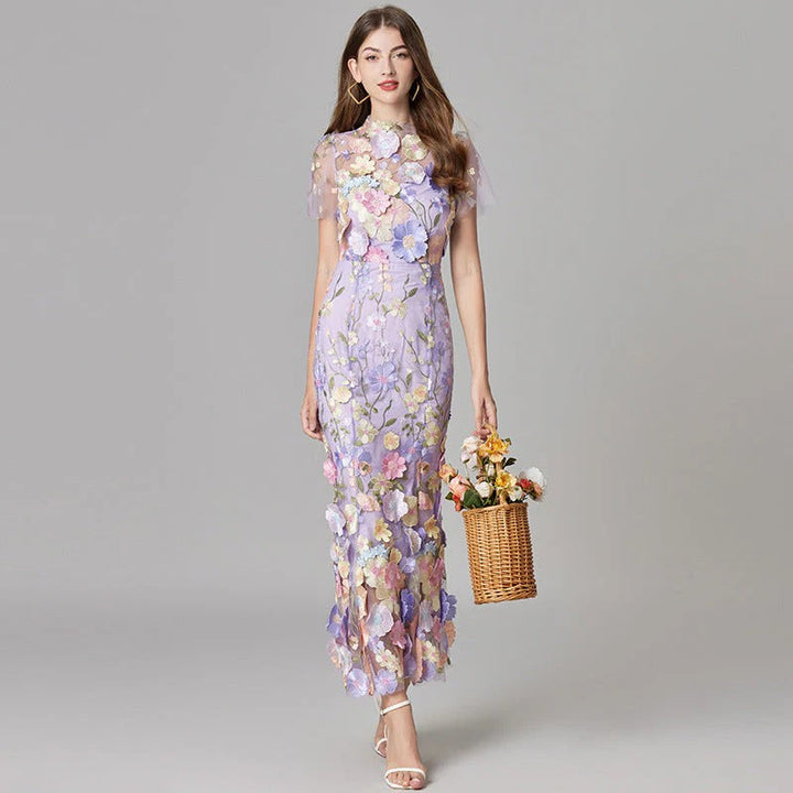 Floral Mesh Maxi Dress – Women's Evening Dress | Evelina