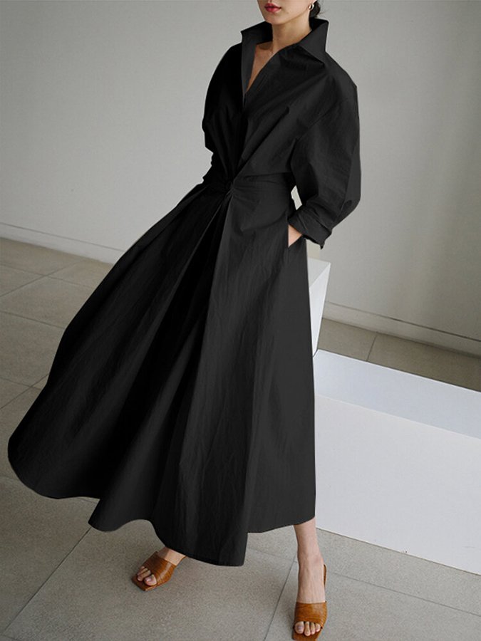 Shawl Collar Maxi Dress – Women's Elegant Dress | Seraphina