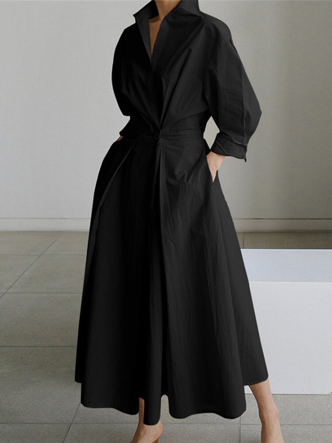Shawl Collar Maxi Dress – Women's Elegant Dress | Seraphina