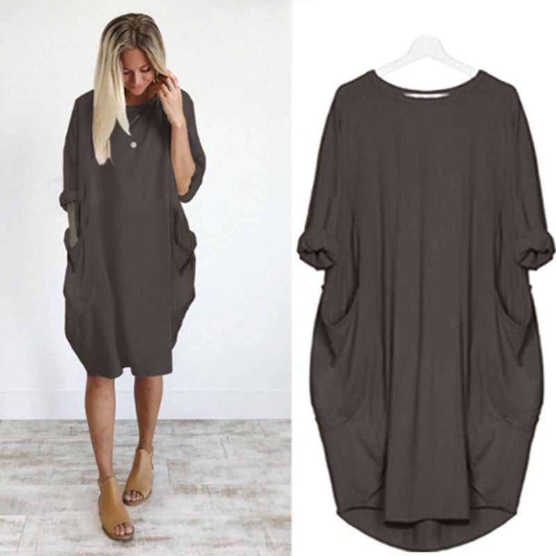 Pocket Midi Dress – Women's Casual Dress | Elara