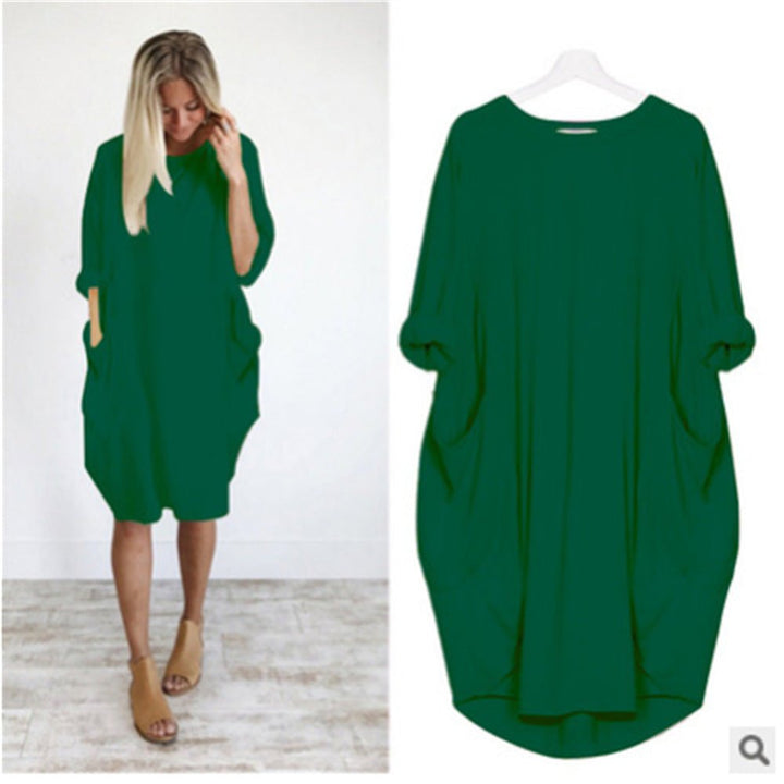 Pocket Midi Dress – Women's Casual Dress | Elara