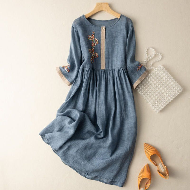 Linen Smocked Midi Dress – Women's Casual Dress | Isabelle
