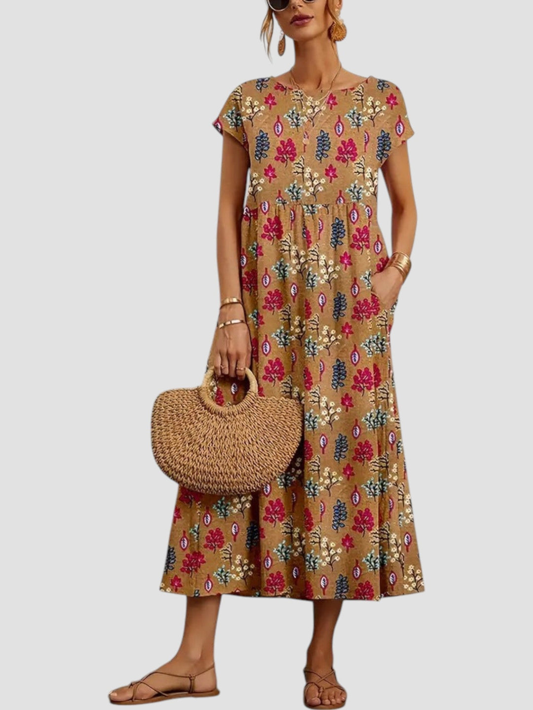 Printed Tiered Maxi Dress – Women's Casual Dress | Elara