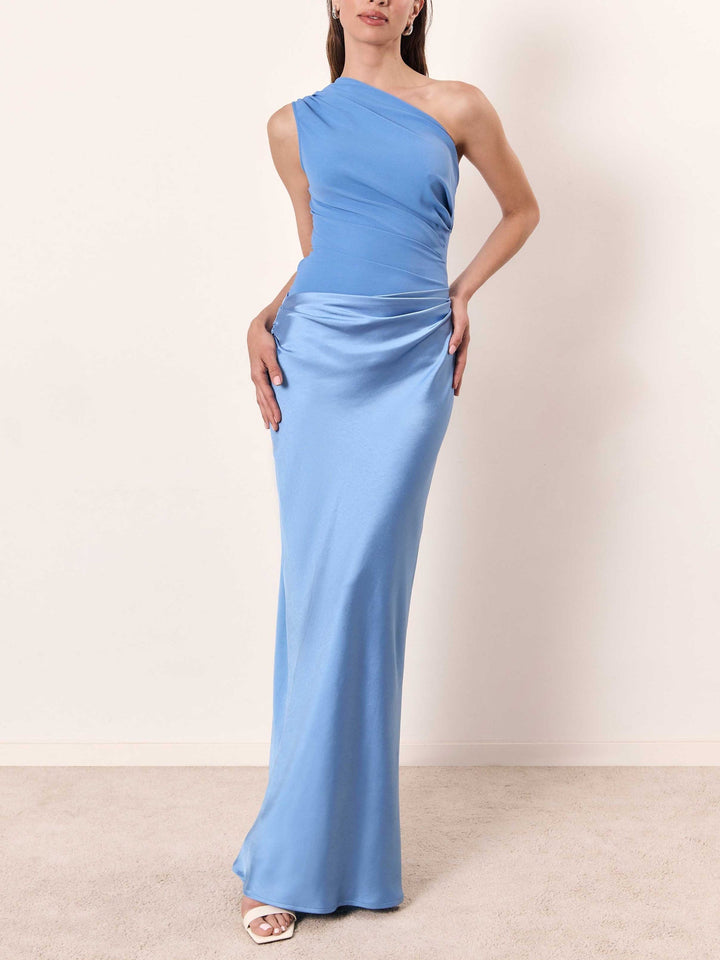 One Shoulder Pleated Maxi Dress – Women's Elegant Dress | Isabella