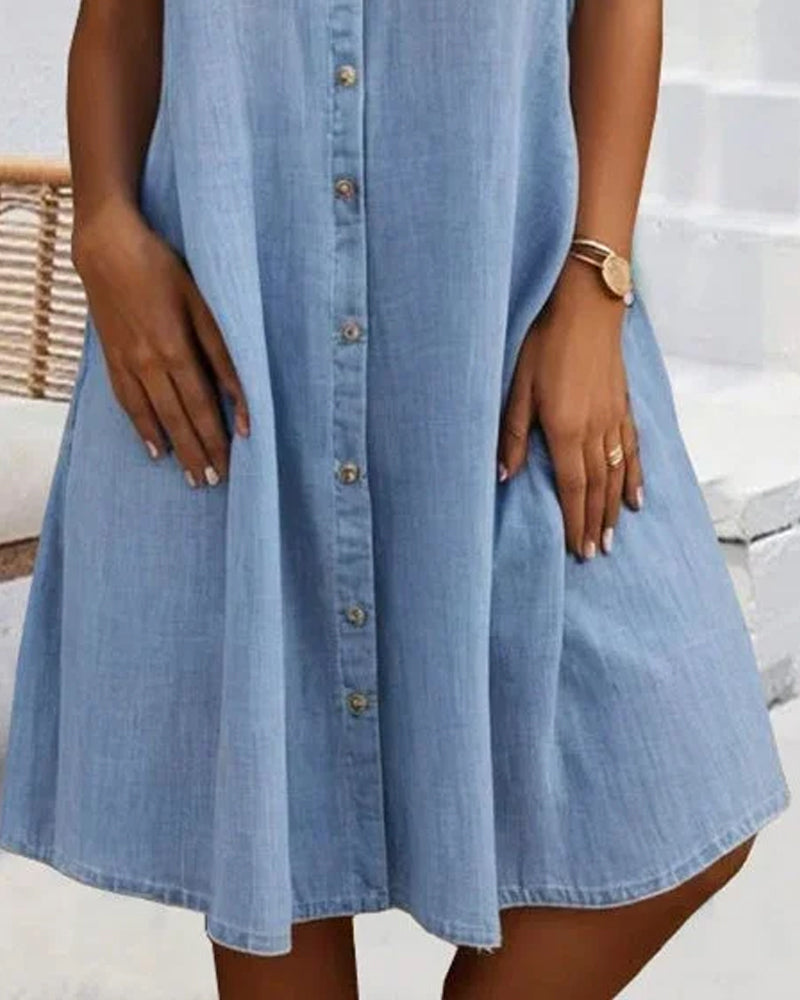 Denim Shirt Dress – Women's Casual Everyday Dress | Elara