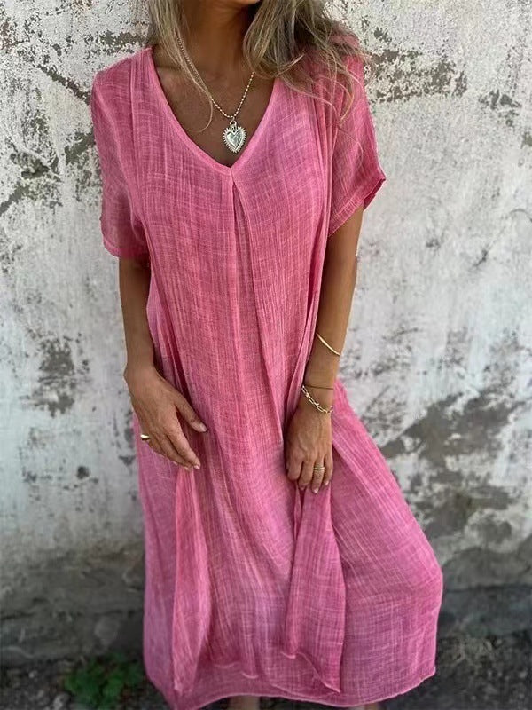 Linen Kaftan Midi Dress – Women's Casual Summer Dress | Isabella