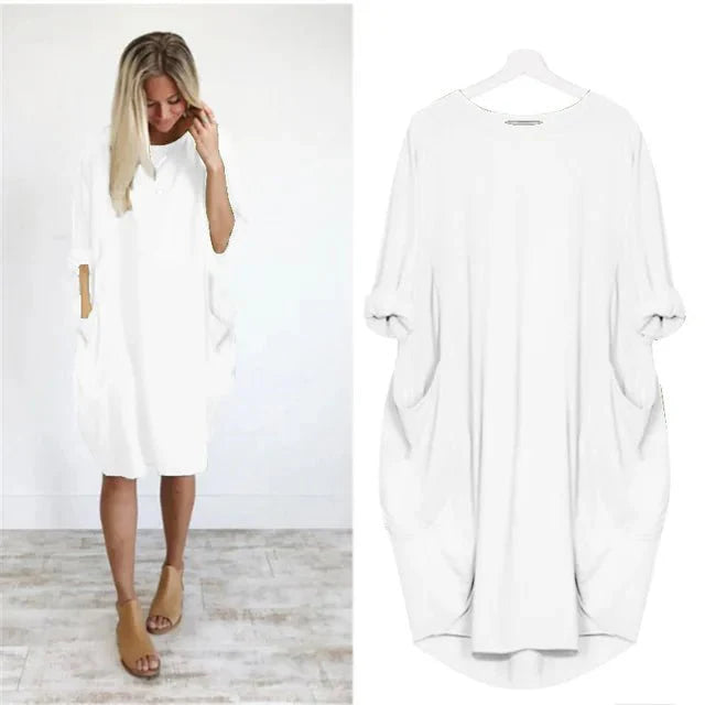 Pocket Midi Dress – Women's Casual Dress | Elara