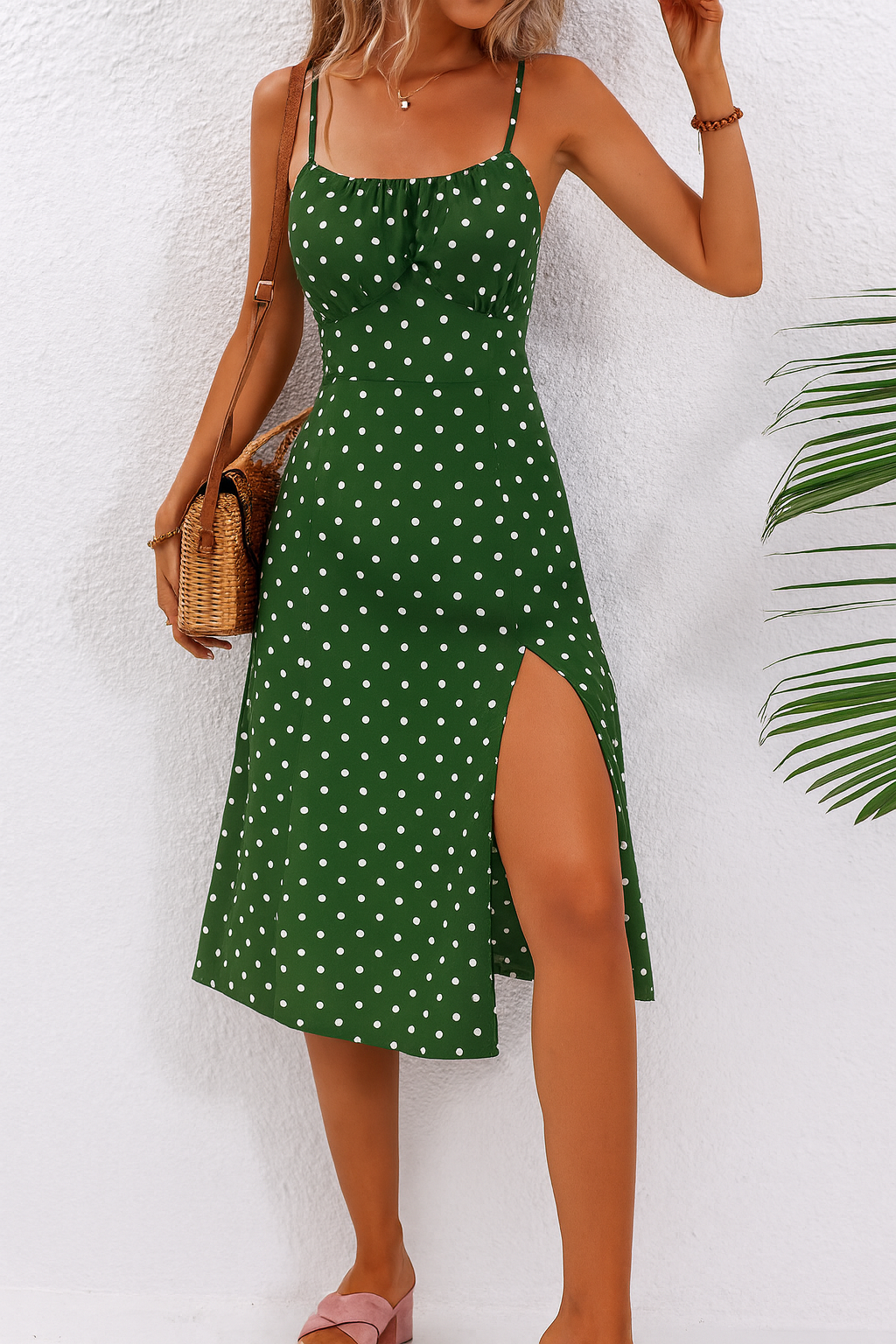 Polka Dot Spaghetti Strap Midi Dress – Women's Summer Dress | Esme