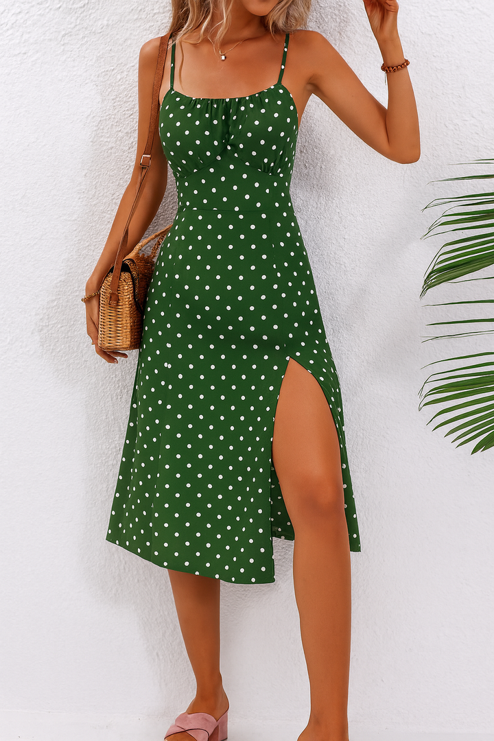 Polka Dot Spaghetti Strap Midi Dress – Women's Summer Dress | Esme
