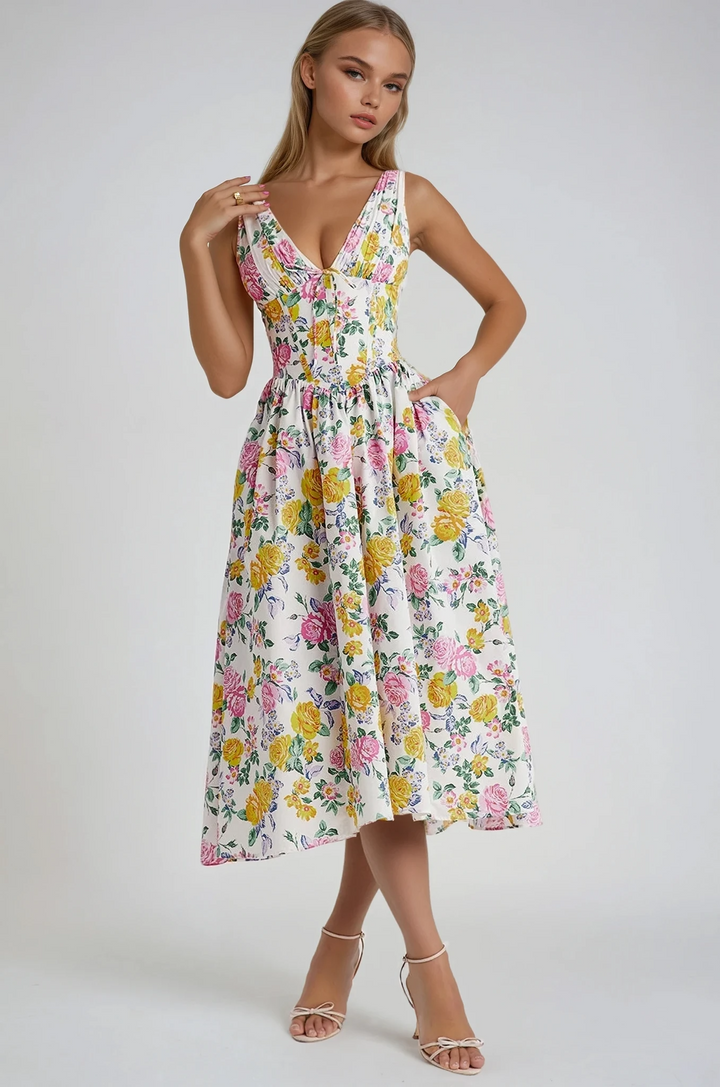 Sleeveless A-Line Midi Dress – Women's Elegant Dress | Clara