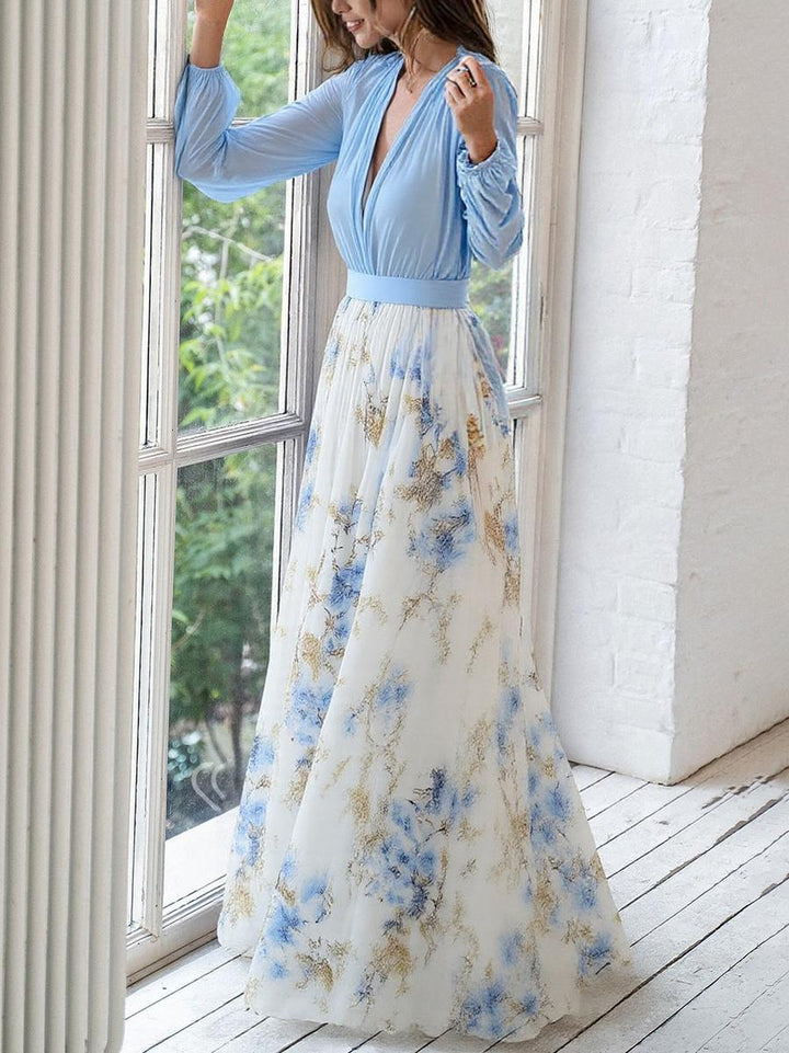 Floral Chiffon Ruffle Maxi Dress – Women's Evening Dress | Elara
